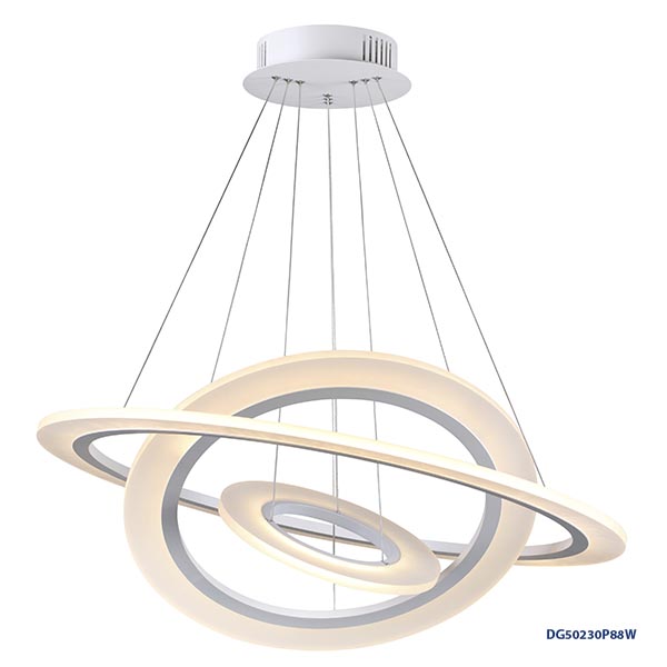 Lampara LED Decorativa Colgante, DG50230P, 88W, WW 3000K, 85-265Vac, Dimensiones: Φ850+Φ590+Φ330mm, IP20
