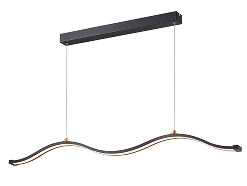 Lampara LED Decorativa Colgante, PC50346P, 48W, NW 4000K, 85-265Vac, Dimensioes: 1200x60x1500mm, IP20, Negra con dorado