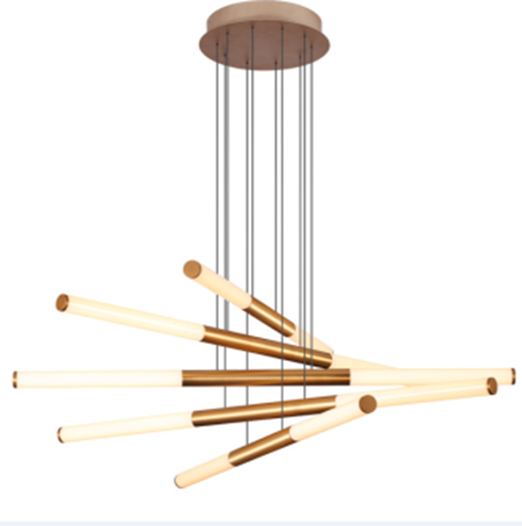 Lampara LED Decorativa Colgante, DG50652P, 72W, NW 4000K, 85-265Vac, Dimensiones: 900x900x1500mm, IP20, Dorado