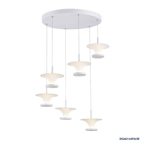 Lampara LED Decorativa Colgante, DG60154P, 30W, 6x5W, WW 3000K, 85-265Vac, Dimensiones: 500x500x1200mm, IP20