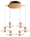 [P-00356] Lampara LED Decorativa Colgante, PC60483P, 42W, NW 4000K, 85-265Vac, Dimensiones:  600x600x1500mm, IP20, Dorado con negro