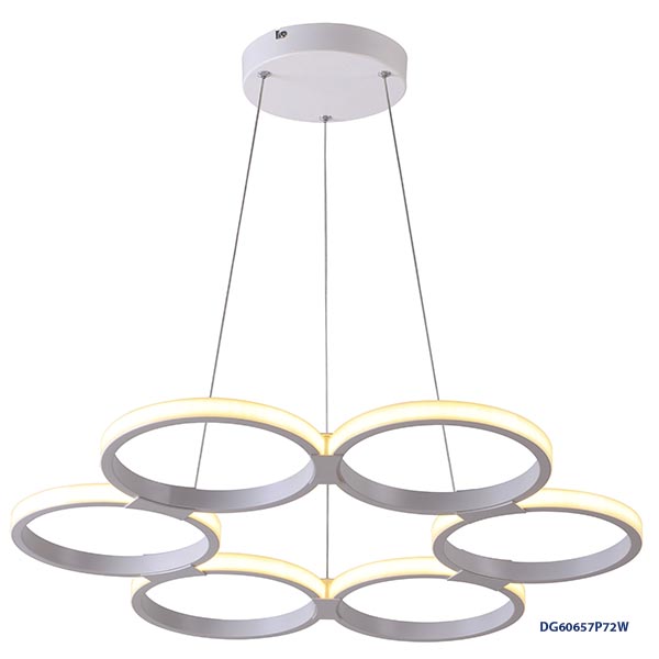 Lampara LED Decorativa Colgante, PC60657P, 72W, CW 6000K, 85-265Vac, Dimensiones: 600x600x1200mm, IP20