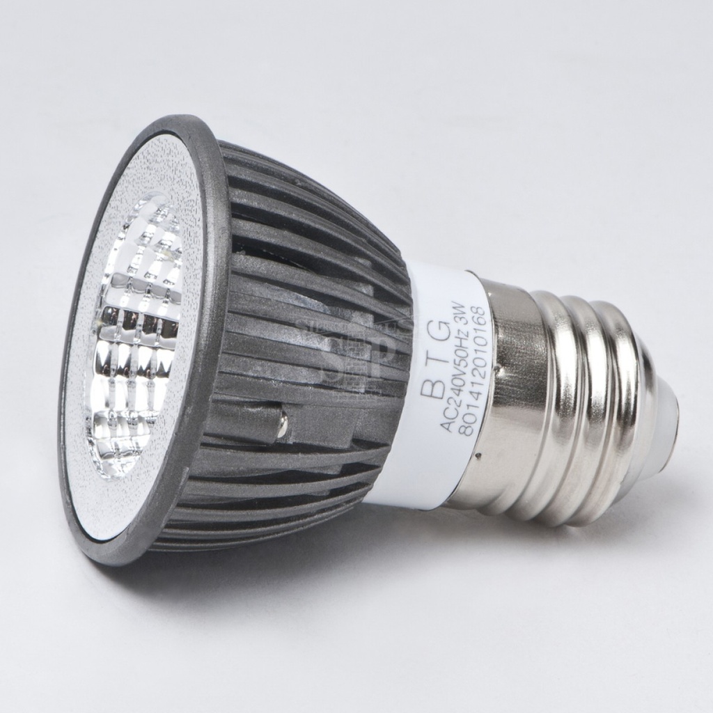 Bombilla LED Dicroica SMD, E27, 5W, WW 3000K, 100-260Vac, IP20, 45 Grados