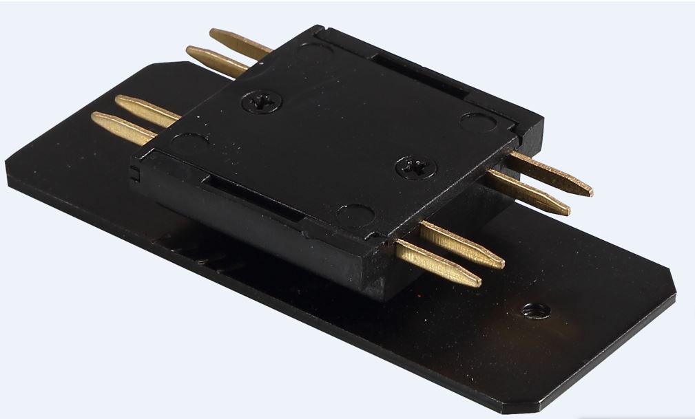 Conector Recto p/Riel de Lampara Magnetica, 4 cables, 110Vdc y 40mm de ancho, Negro
