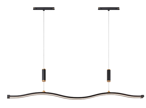 Lampara Colgante Magnetica LED p/Riel de 20mm de ancho, DG50826P, 24W, NW 4000K, 48Vdc, Dimensiones: 1200x40x2000mm, IP20, Negro con dorado