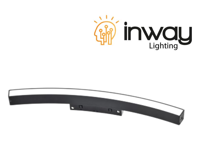 Lampara Lineal Magnetica LED tipo Arco p/Riel de 20mm de ancho, 12W, 14.17&quot;(360mm), NW 4000K, 48Vdc, Instalacion: Empotrar o Superficie, 200 Grados, Negra