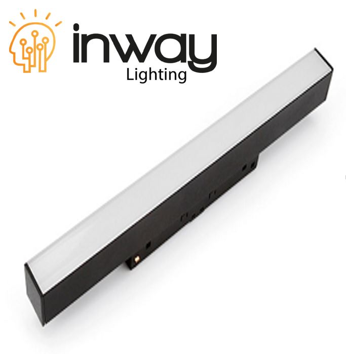 Lampara Lineal Magnetica LED tipo Flood Light p/Riel de 20mm de ancho, 36W, 35.43&quot;(900mm), NW 4000K, 48Vdc, Instalacion: Empotrar o Superficie, 120 Grados, Negra