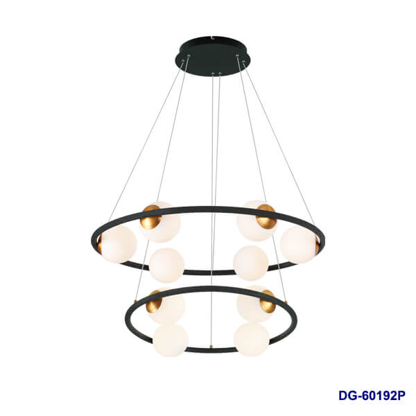 Lampara LED Decorativa Colgante, DG60192P, 80W, NW 4000K, 85-265Vac, Dimensiones:  780x780x1500mm, IP20, Verde oscuro con dorado