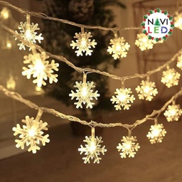 [P-00222] Extension Navideña LED p/Exterior tipo Copo de Nieve, 2700K, 50LED/5Metros, 110Vac, IP65