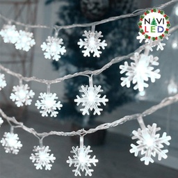 [P-00223] Extension Navideña LED p/Exterior tipo Copo de Nieve, CW 6000K, 50LED/5Metros, 110Vac, IP65