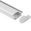 [P-00298] Perfil de Aluminio p/Cinta LED con PCB de 10mm, PC-E1407, Medidas: 13.7x7x2000mm, p/Empotrar, incluye: difusor, 2 tapas terminales y 4 clip