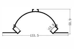 [P-00301] Perfil de Aluminio p/Cinta LED con PCB de 12mm, PC-E13451, Medidas: 133.5x50.9x2000mm, p/Empotrar, incluye: difusor opal con nivel de transparencia de un 65%, 2 tapas terminales y 4 tornillos, Plateado