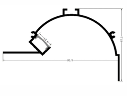 [P-00305] Perfil de Aluminio p/Cinta LED con PCB de 12mm, PC-EE9257, Medidas: 91.5x57.1x2000mm, p/Empotrar de Esquina, incluye: difusor opal con nivel de transparencia de un 65%, 2 tapas terminales y 4 tornillos, Plateado