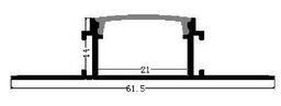 [P-00309] Perfil de Aluminio p/Cinta LED con PCB de 21mm, PC-E6214, Medidas: 61.5x21x2000mm, p/Empotrar, incluye: difusor opal con nivel de transparencia de un 65% y 2 tapas terminales, Plateado