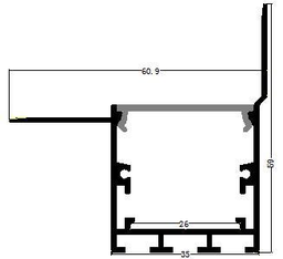 [P-00311] Perfil de Aluminio p/Cinta LED con PCB de 26mm, PC-EE6159, Medidas: 60.9x59x2000mm, p/Empotrar de Esquina, incluye: difusor opal con nivel de transparencia de un 65%, 2 tapas terminales y 4 tornillos, Plateado