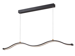 [P-00340] Lampara LED Decorativa Colgante, PC50346P, 48W, NW 4000K, 85-265Vac, Dimensioes: 1200x60x1500mm, IP20, Negra con dorado