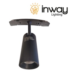 [P-00456] Lampara de Superficie Magnetica LED tipo Arco Spotlight p/Riel de 20mm de ancho, 10W, NW 4000K, 48Vdc, Diametro: 40mm, Instalacion: Empotrar o Superficie, 36 Grados, Negra