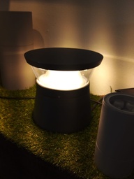 [P-00571] Bolardo ] Mini Bolardo LED tipo Faro, DGIN-MB20, 15W, WW 3000K, 100- 130Vac, Dimensiones: Ø220xH213mm, Material: Aluminio, IP65, Gris Oscuro