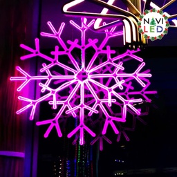 [P-00662] Adorno Navideño en Neon LED p/exterior tipo Copo de Nieve, 297W, Rosado, 110Vac, Dimensiones: 90x90cm