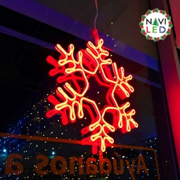 [P-00663] Adorno Navideño en Neon LED p/exterior tipo Copo de Nieve, 78W, Rojo, 110Vac, Dimensiones: 55x48cm