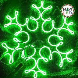 [P-00664] Adorno Navideño en Neon LED p/exterior tipo Copo de Nieve, 78W, Verde, 110Vac, Dimensiones: 55x48cm