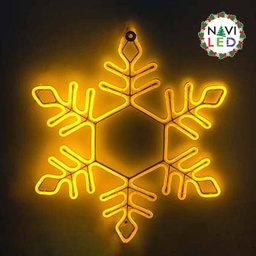 [P-00665] Adorno Navideño en Neon LED p/exterior tipo Copo de Nieve, 82W, Amarillo, 110Vac, Dimensiones: 55x48cm